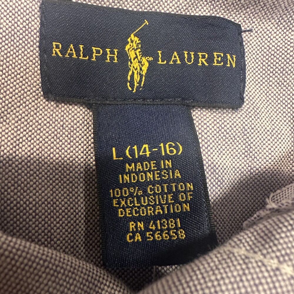 Ralph Lauren Oxford Shirt Mens 14 Purple Classic Fit Button-Down Long Sleeve